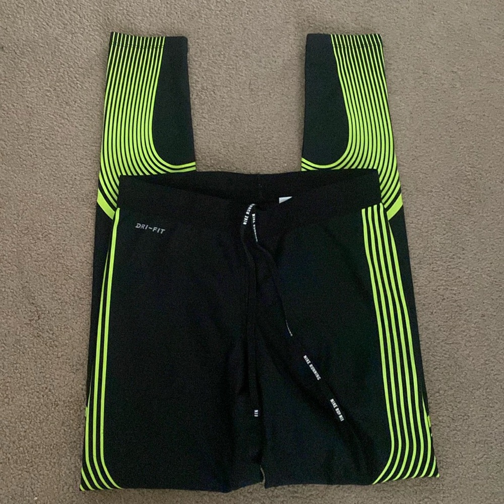 Small Nike dri fit running leggings black and green